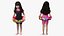 Chinese Child Girl in Swimsuit Stands with Inflatable Circle