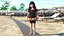 Chinese Child Girl in Swimsuit Stands with Inflatable Circle