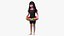 Chinese Child Girl in Swimsuit Stands with Inflatable Circle