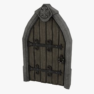 Medieval Door Stone Ornament Arched 3D Model