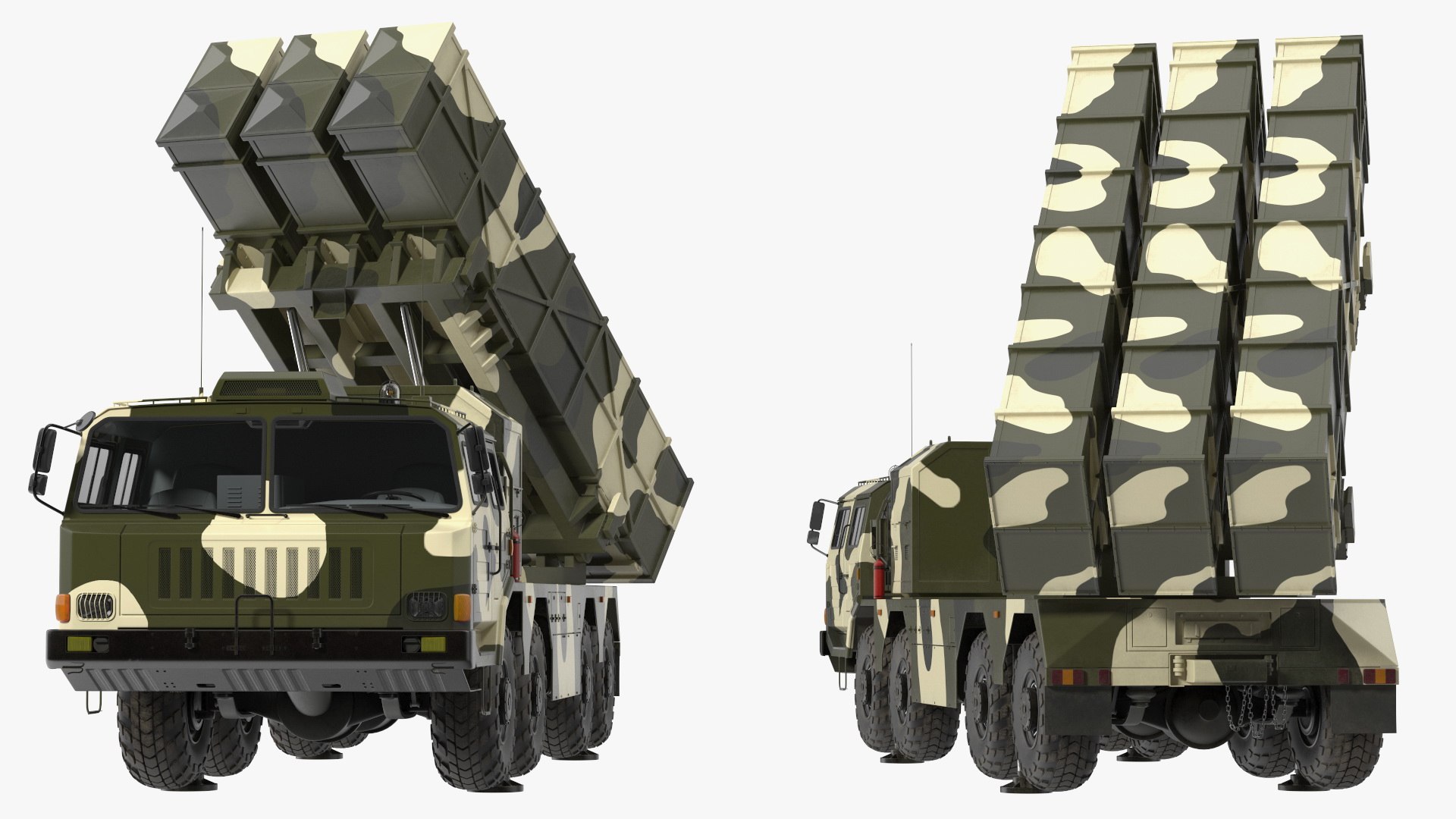 Chinese MLRS WS-2D Green Camouflage in Battle Position 3D model ...