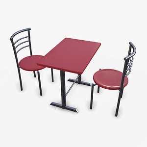 3D Cafe Restaurant Chair And Table Low-poly PBR model