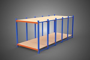 3D FRAME HORIZONTAL WOOD METAL WAREHOUSE SHELVING STORAGE RACK TRAY