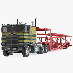 Marmon Truck with Sun Valley Car Carrier Rigged 3D model