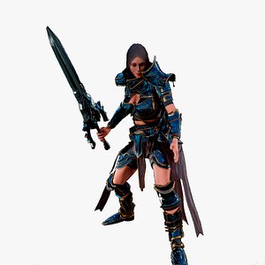 3D character paladin human girl