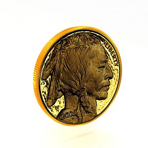 3D American Buffalo 25 D half ounce proof coin obverse 2008