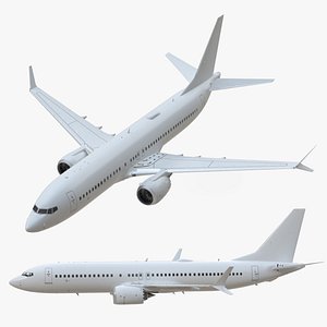 White Aircraft Boeing 737 MAX 8 in Flying 3D model