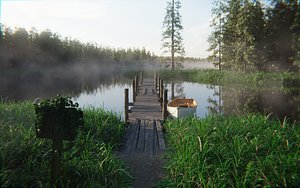 Forest Lake 3d Scene 3D