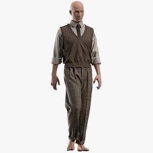 male teacher outfit with texture and smart material 3D model