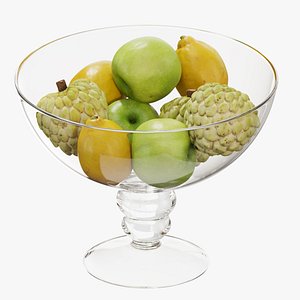 Glass footed fruit set 06 3D model