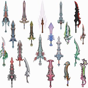 3D 20 STYLIZED SWORD MODELS PACK 4 - LOW POLY