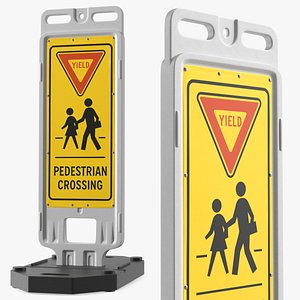 Yield Warning Crosswalk Panel Yellow 3D model