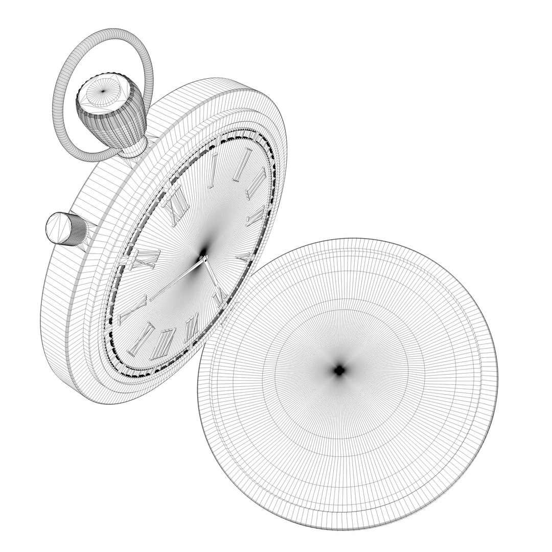 3d Golden Pocket Watch