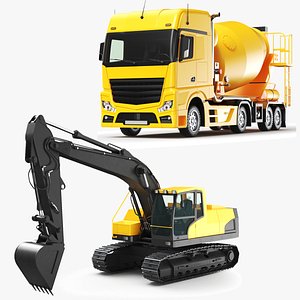 Two Detailed Heavy Construction Machinery