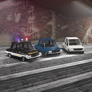 Cartoon Car Toros Full Set 3D model