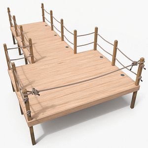 Modular Wooden Dock System with Rope Railings Fur