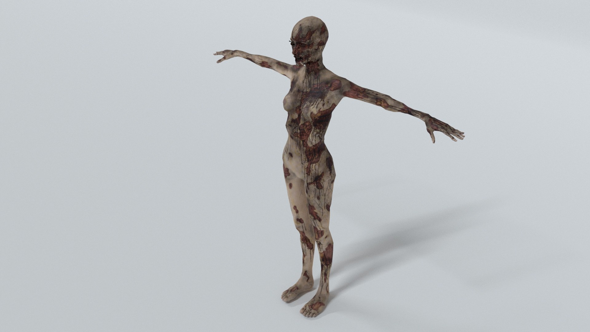 3D Model Laos Female Skinny Zombie - TurboSquid 2294772