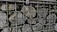 Dark granite gabion wall