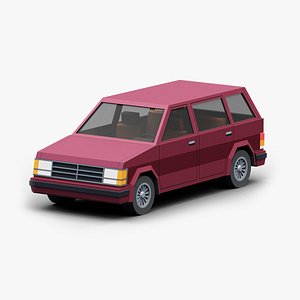 Stylized Cartoon Minivan 80s 3D model