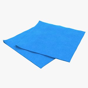 3d paper napkin blue model