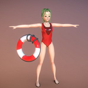 3D lifeguard cartoon toon model