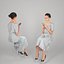 Attractive woman in midi dress sitting 261