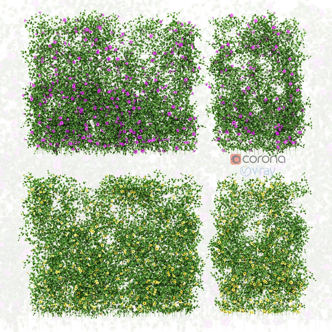 3D Set Walls Flowers Grid Model - TurboSquid 1204229
