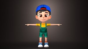 3D model Cartoon Boy Fully Rigged Stylized Animation Ready cute Kids
