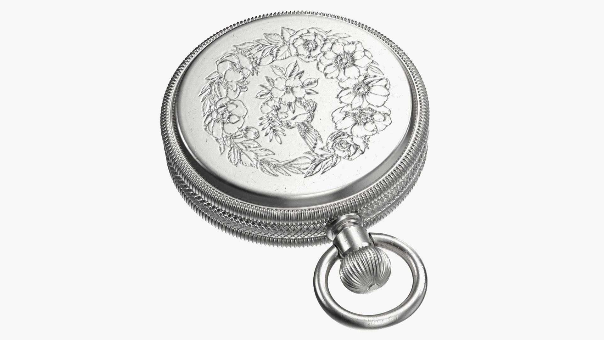 Silver Tiffany Pocket Watch Closed 3D model preview