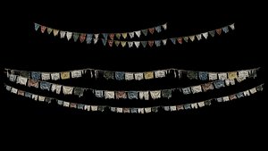 Tibetan Flags 3D Model Game Ready Modular 3D model