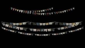 Tibetan Flags 3D Model Game Ready Modular