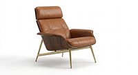 Modern Brown Leather Lounge Chair 3D Model with Metal Legs