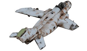 Rusty old fighter in wreckage 3D