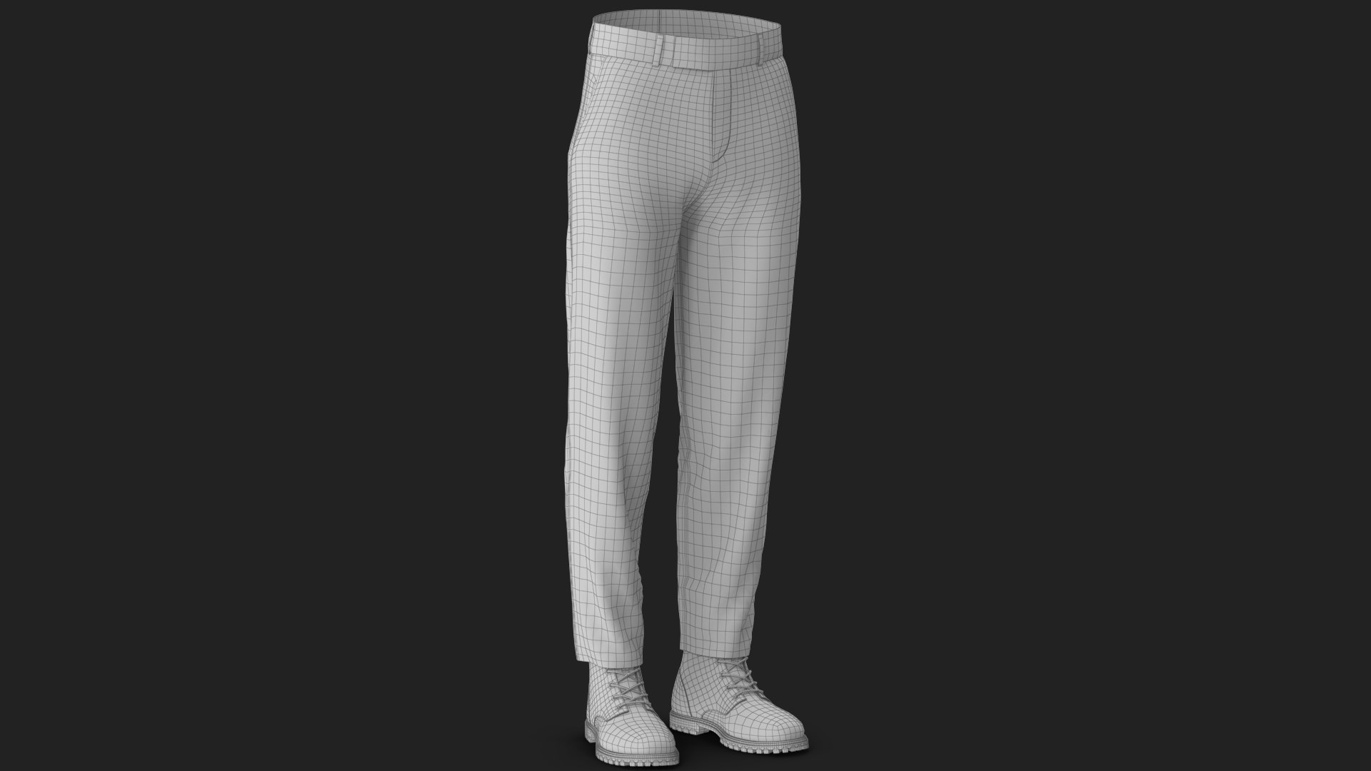 3D Trousers and Boots 2 model https://p.turbosquid.com/ts-thumb/uU/4ryiYA/Zd/wireframe_02/jpg/1717658725/1920x1080/fit_q87/d74a9d5f8ce2b8dbe6308f792c6a0040c4536de9/wireframe_02.jpg