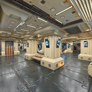 Sci-fi Interior Space Station Transit Zone PBR