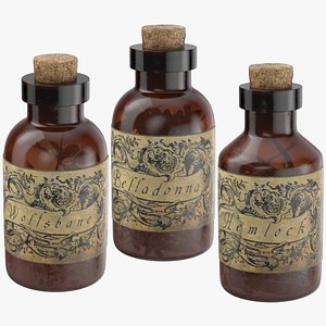 3d model potion ingredients jars