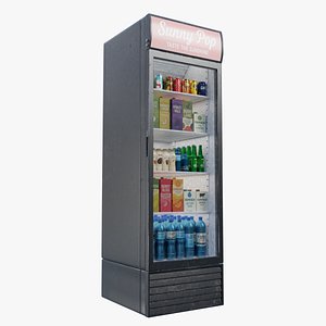 3D Commercial Refrigerator Display Low Poly PBR Game-Ready 4K Textures