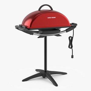 3D George Foreman Electric Grill with Stand Red model