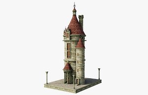 3D Fantasy Double Tower model