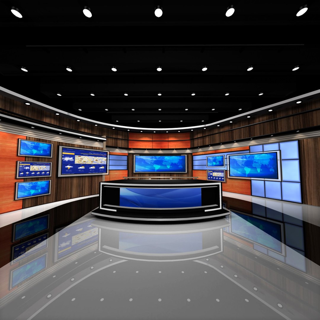 3d American News Studio Model