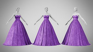 3D Dress 48 Royal Velvet Purple With Design
