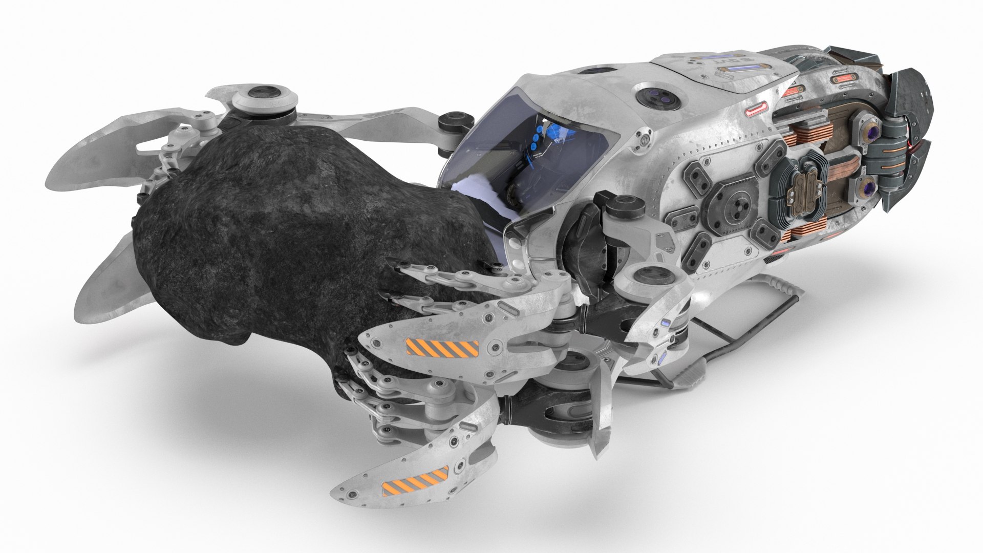 Spaceship Loader with Asteroid 3D model preview