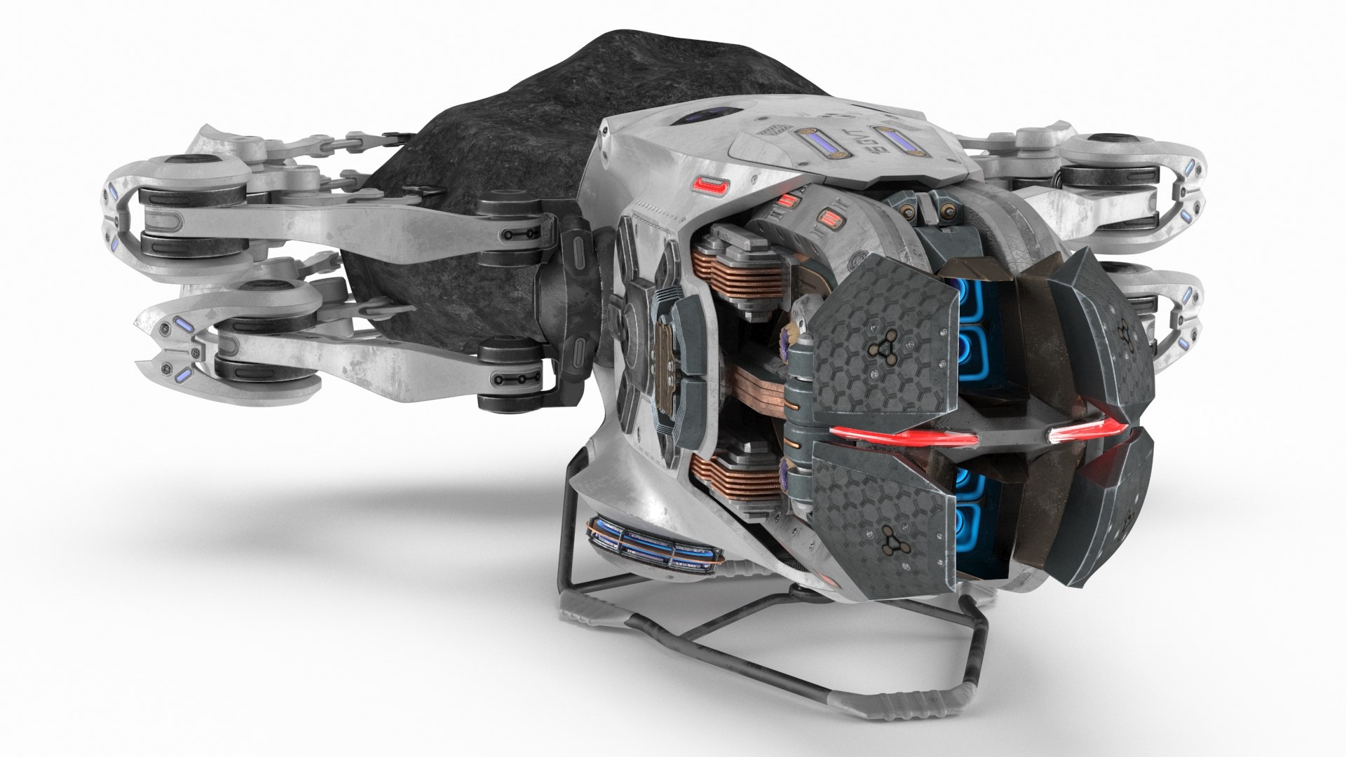 Spaceship Loader With Asteroid 3D Model - TurboSquid 2312627