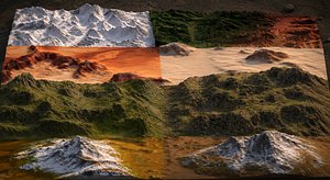 High Resolution Mountain Terrain and Cliff Pack  8 Biomes 3D model