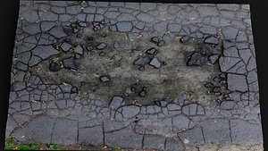 road hole destroyed asphalt cracked debris PBR photogrammetry