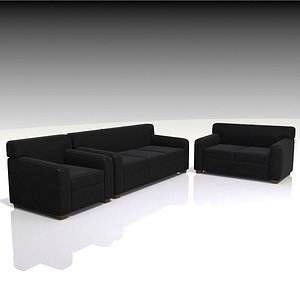 black leather sofa couch 3D model