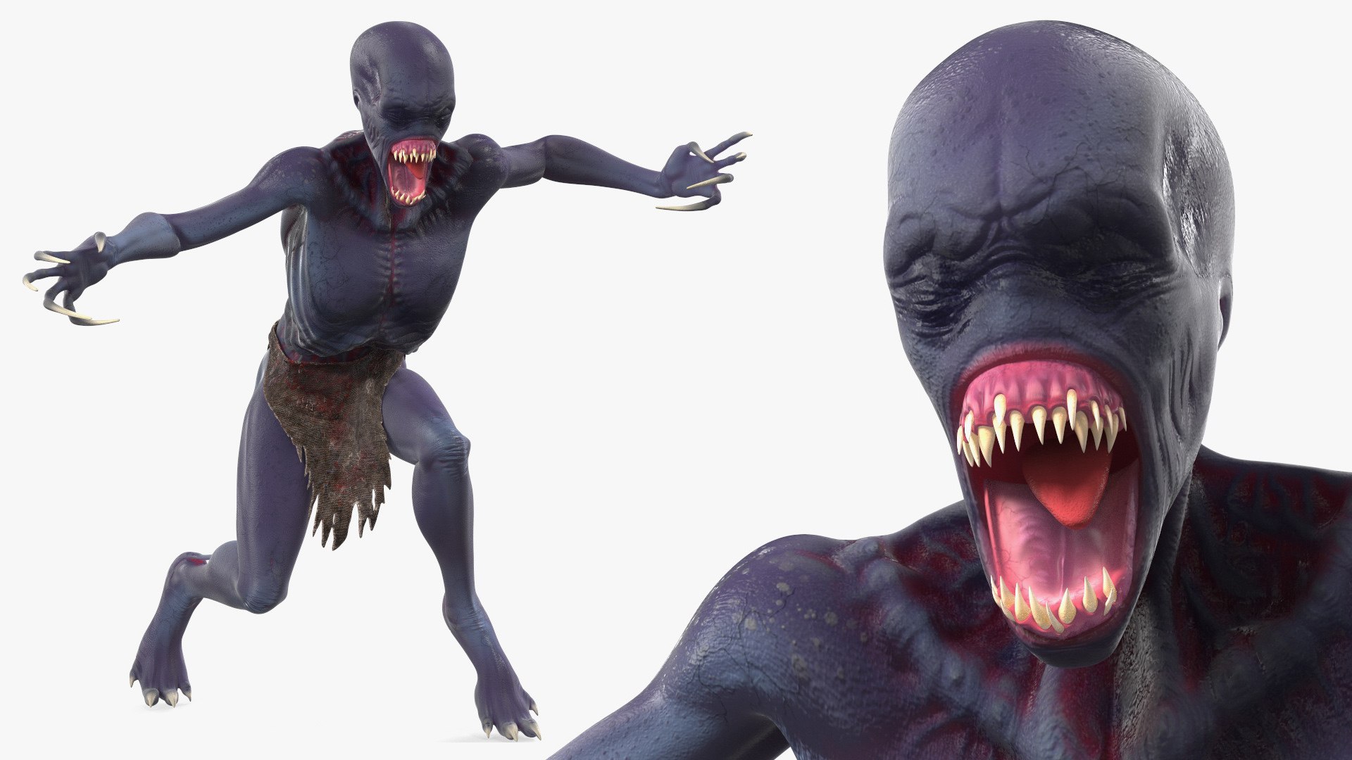 Scary Creature Rigged for Maya 3D model preview