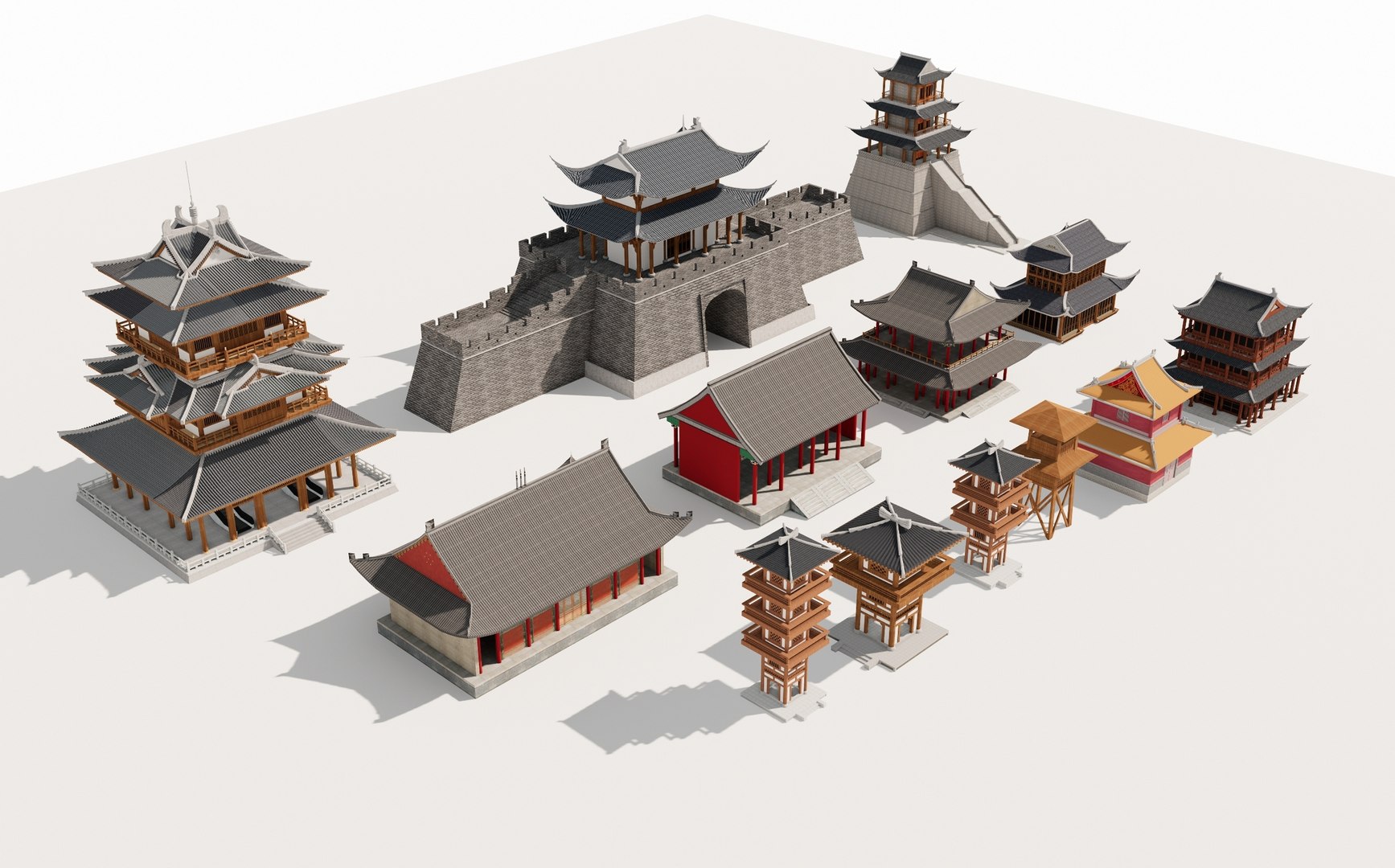 3D Chinese Ancient Architecture Traditional Chinese Ancient Buildings ...
