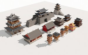 3D Chinese Ancient Architecture Traditional Chinese Ancient Buildings model