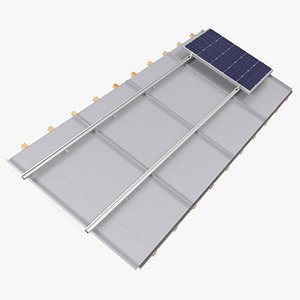 Standing Seam Roof with Solar Panel model